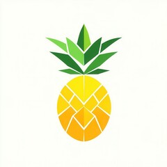 Fototapete - Minimalist pineapple logo featuring geometric shapes and bright tropical colors perfect for branding or decorative use