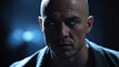© Luis Rangel - Strong Bald Man with Blue Eyes and Cool-Toned Lighting