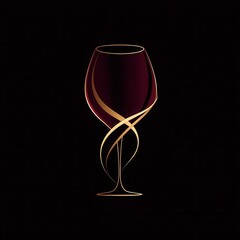 Aufkleber - Minimalist wine glass logo in deep red and gold for sophisticated branding and elegance
