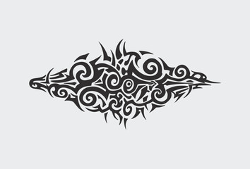 Vector tribal tattoo. Silhouette illustration. Isolated abstract element