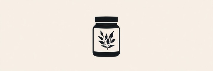 Poster - Elegant minimalist spice jar logo showcasing simple black and white herbal branding for a sophisticated culinary experience