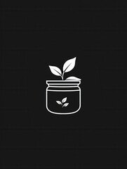 Poster - Elegant minimalist spice jar logo with black and white design showcasing herbal branding in a contemporary style