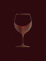 Aufkleber - Wine glass logo design featuring minimalist abstract lines in deep red and gold colors for sophisticated branding