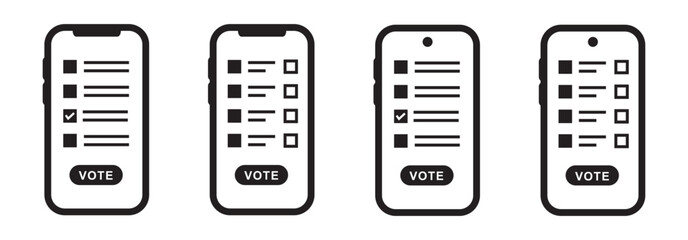 Mobile phone vote button icon, vector illustration