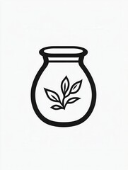Poster - Minimalist spice jar logo featuring elegant herbal branding in black and white for modern culinary aesthetics