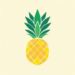 Poster - Bright tropical pineapple minimalist logo featuring geometric abstraction in vibrant yellow and green colors for fresh design inspiration