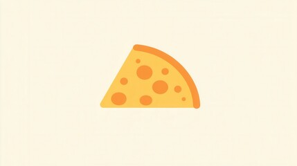 Poster - Playful minimalist pizza slice logo featuring warm yellow orange cheese in a flat design style