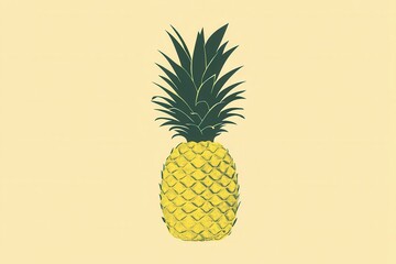 Fototapete - Minimalist pineapple logo featuring geometric shapes in bright tropical yellow and green colors conveying fresh and vibrant themes