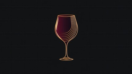 Poster - Minimalist wine glass logo featuring abstract lines in deep red and gold for sophisticated branding concepts