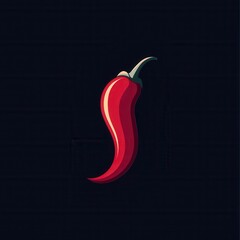 Leinwandbilder - Sleek red chili pepper logo featuring a bold design with a minimalist fire icon for a modern culinary branding concept