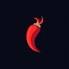 Aufkleber - Bold modern chili pepper logo featuring a sleek design and minimalist fire icon in vibrant red color