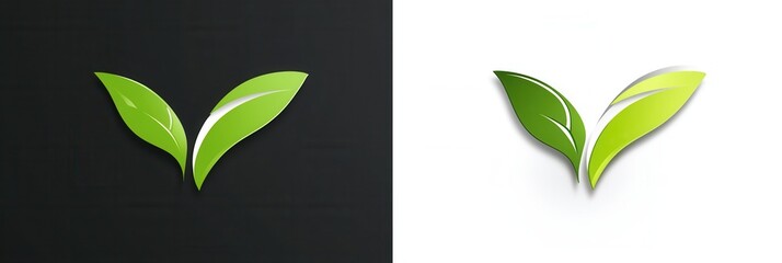 Poster - Vegetarian food logo featuring a green V with leaf elements reflecting a healthy lifestyle and eco friendly branding