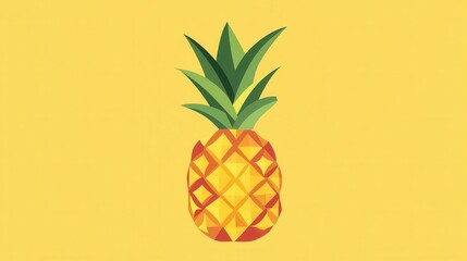 Poster - Pineapple minimalist logo showcasing geometric design with bright tropical colors for a modern aesthetic
