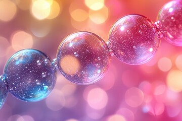 Aufkleber - Colorful bubbles float gracefully against a vibrant background with a soft gradient in shades of pink and blue