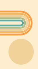 Wall Mural - abstract background of rainbow and sun groovy wavy line design in 1970s hippie retro style. vector p