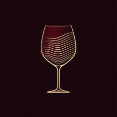 Aufkleber - Minimalist wine glass logo design featuring abstract lines in deep red and gold for sophisticated branding aesthetics
