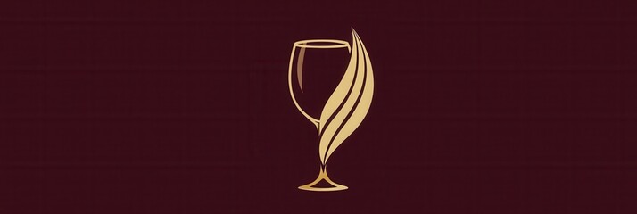 Aufkleber - Sophisticated minimalist wine glass logo in deep red and gold colors showcasing abstract lines for elegant branding