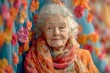 © Сергей Белый - Colorful Background Studio Portrait of Elderly Woman