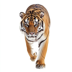 Wall Mural - tiger walking on white background, showcasing its majestic presence
