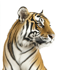 Wall Mural - tiger isolated on white background, showcasing its majestic profile