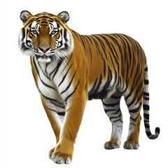 Wall Mural - tiger isolated on white background, walking confidently