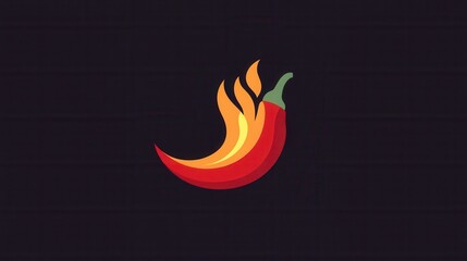 Leinwandbilder - Sleek modern chili pepper logo featuring a bold red color and minimalist fire icon design