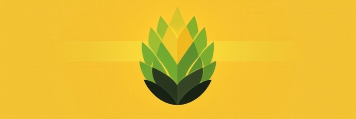 Aufkleber - Bright tropical pineapple minimalist logo in yellow green geometric abstraction representing freshness and creativity