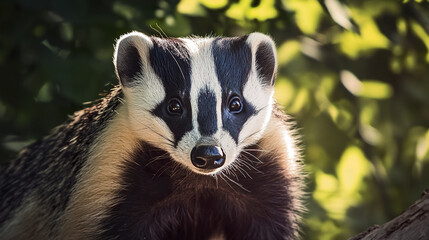 Canvas Print - majestic american badger portrait in natural habitat