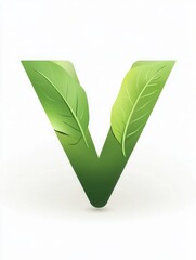 Aufkleber - Clean green vegetarian food logo showcasing a vibrant leaf integrated into the letter V for healthy lifestyle branding