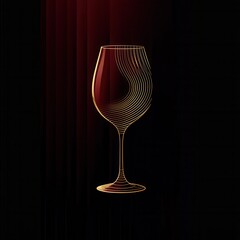 Poster - Sophisticated minimalist wine glass logo design featuring abstract lines in deep red and gold colors for elegant branding