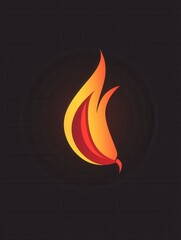 Poster - Bold modern chili pepper logo featuring a minimalist fire icon in a sleek red color scheme