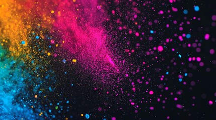 Wall Mural - vibrant colorful powder explosion on black background abstract art dynamic particles
