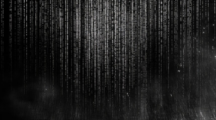 Wall Mural - digital matrix code falling on black background