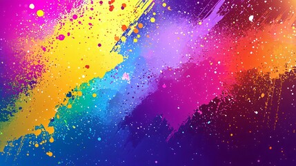Wall Mural - vibrant rainbow splatter paint texture background abstract colorful design