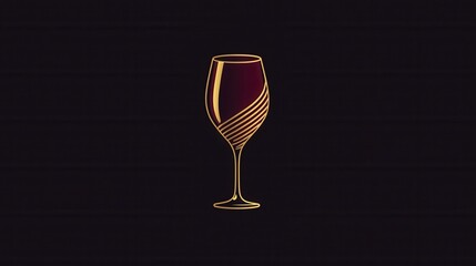 Aufkleber - Sophisticated wine glass minimalist logo with abstract lines and deep red and gold colors showcasing elegant branding design