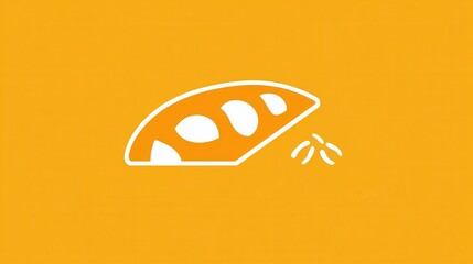 Fototapete - Minimalist logo design featuring a playful pizza slice with bright yellow orange cheese on a solid background