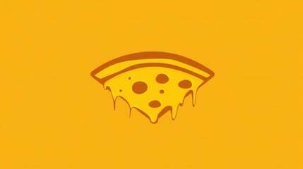 Poster - Playful minimalist pizza slice design showcasing warm yellow orange cheese in a flat and inviting style