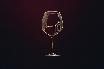 Aufkleber - Minimalist wine glass logo featuring abstract lines in deep red and gold for sophisticated branding purposes in modern design