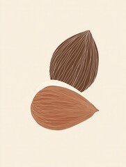 Aufkleber - Minimalist nut logo featuring abstract almonds and walnuts in modern line art design creating a unique visual identity