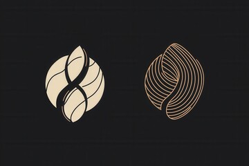 Aufkleber - Minimalist nut logo design featuring almond and walnut in modern abstract line art style