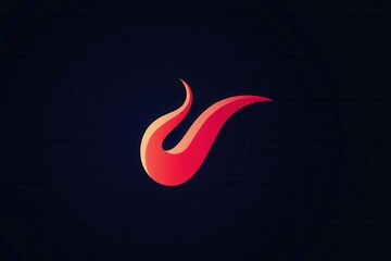 Leinwandbilder - Bold modern chili pepper logo featuring a minimalist fire icon in sleek and bright red color against a dark background
