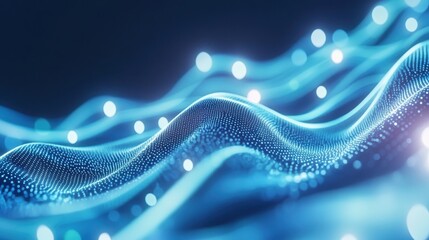 Soft Flowing Digital Blue Waves With Abstract Points