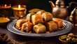 © OnlyBeautifulImages - Traditional Ramadan Sweets on an Ornate Plate