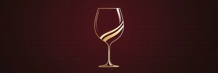 Poster - Sophisticated minimalist wine glass logo in deep red and gold colors for elegant branding design