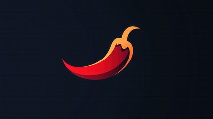 Poster - Modern chili pepper logo featuring sleek design and bold red color with minimalist fire icon, perfect for branding spicy cuisine or products