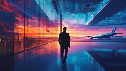 Wall Mural - The sky is painted with a beautiful sunset, creating a serene