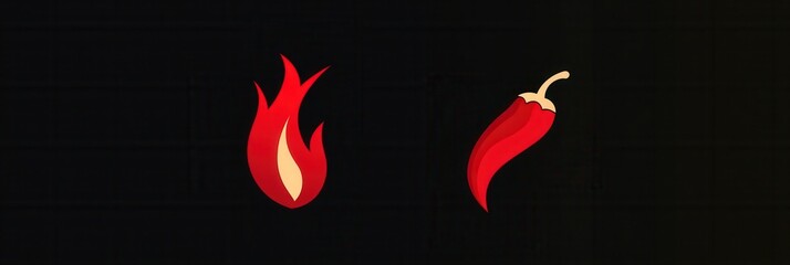Aufkleber - Modern chili pepper logo featuring a sleek minimalist fire icon in bold red, perfect for culinary branding and spicy cuisine themes