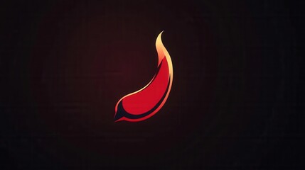 Poster - Modern chili pepper logo featuring sleek design and bold red coloring complemented by a minimalist fire icon ideal for food branding