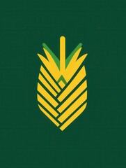 Poster - Minimalist pineapple logo featuring geometric abstraction in vibrant yellow and green colors suitable for bright tropical themes