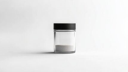 Poster - Elegant minimalist spice jar design featuring black and white color scheme for simple herbal branding in a clean setting